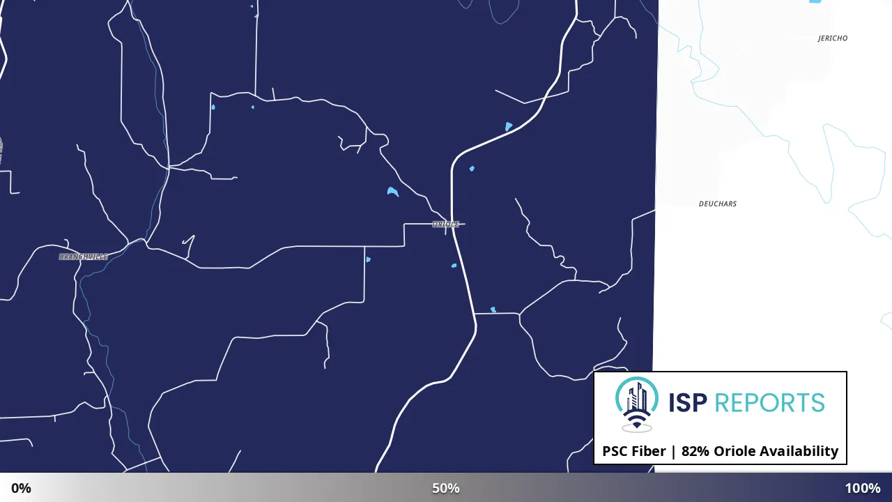 Oriole, IN map of internet availability
