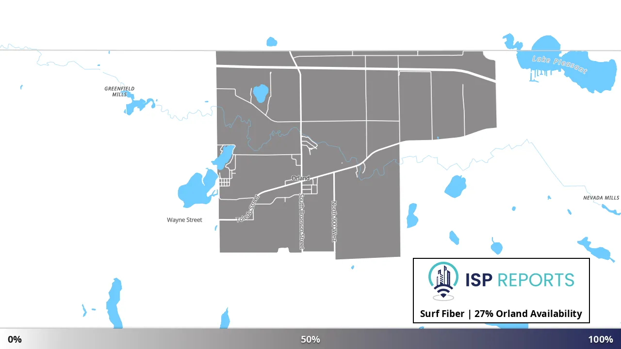 Orland, IN map of internet availability