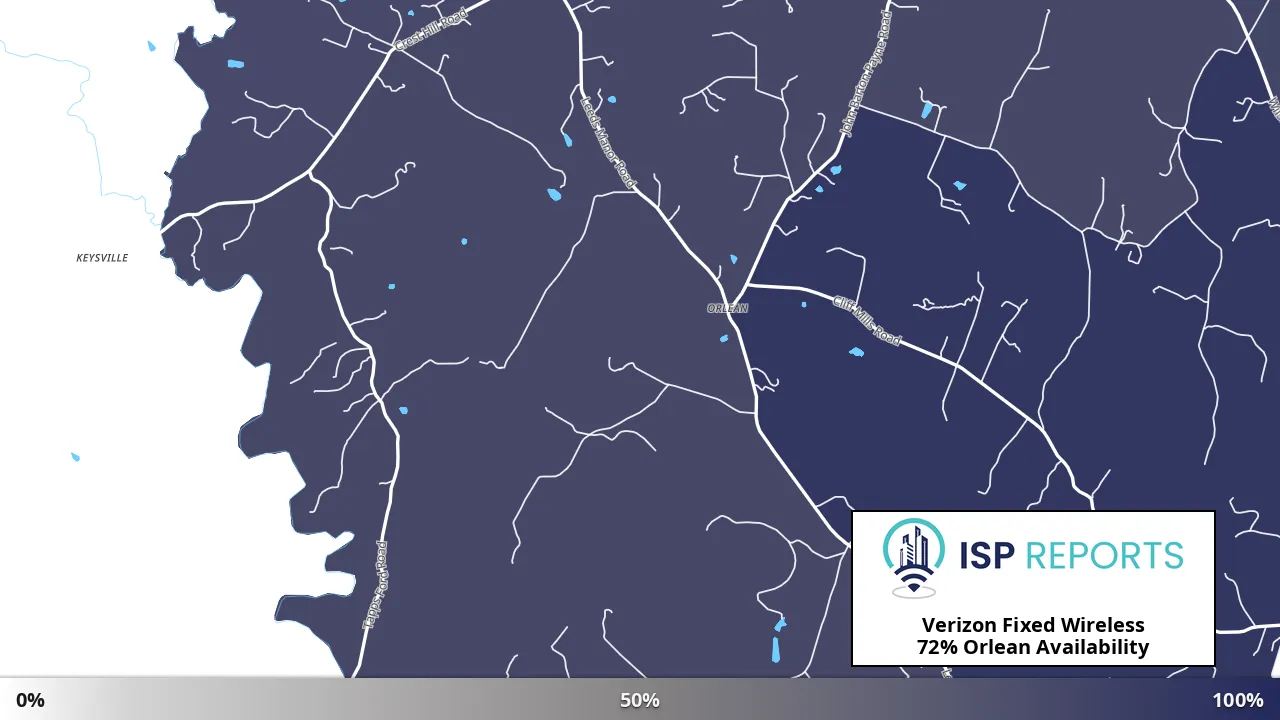 Orlean, VA map of internet availability