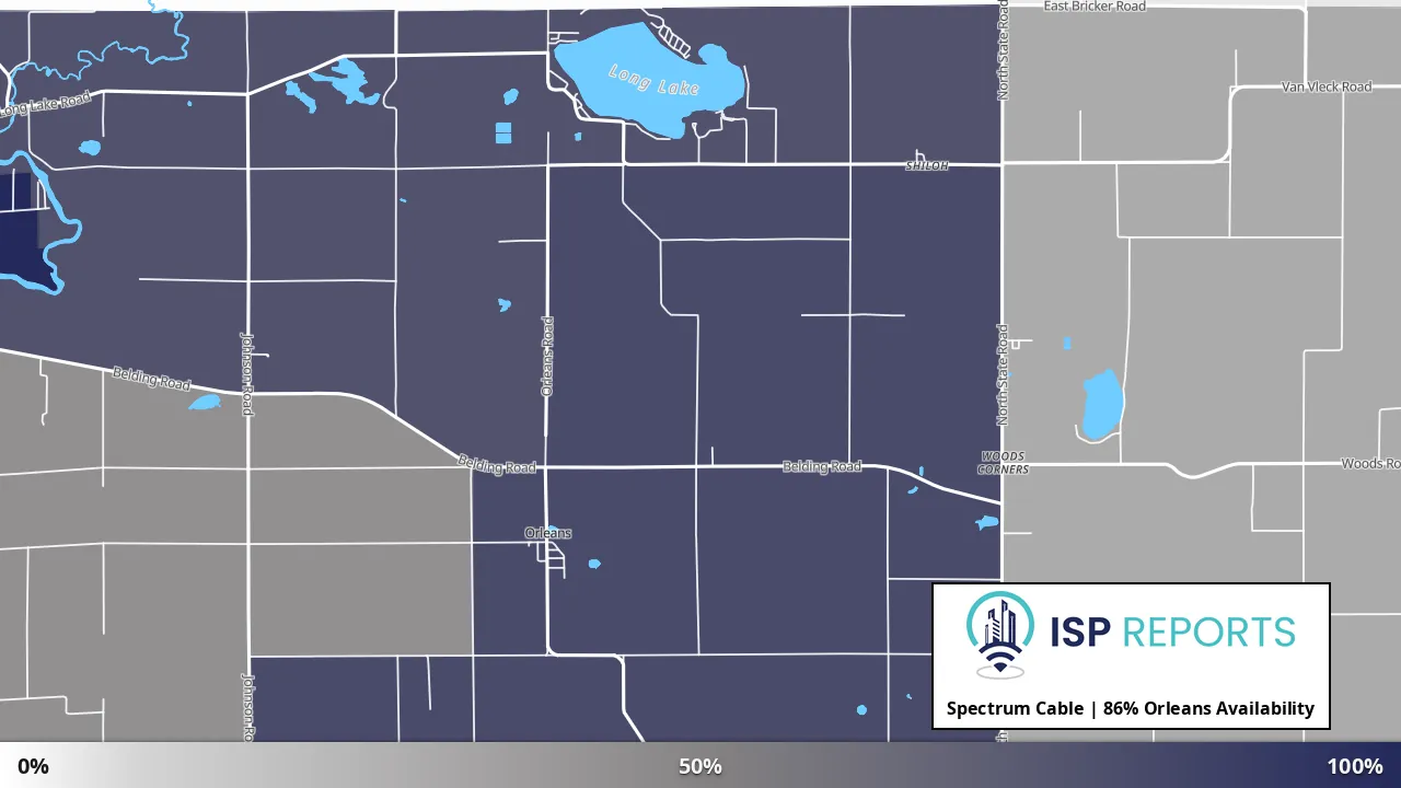 Orleans, MI map of internet availability