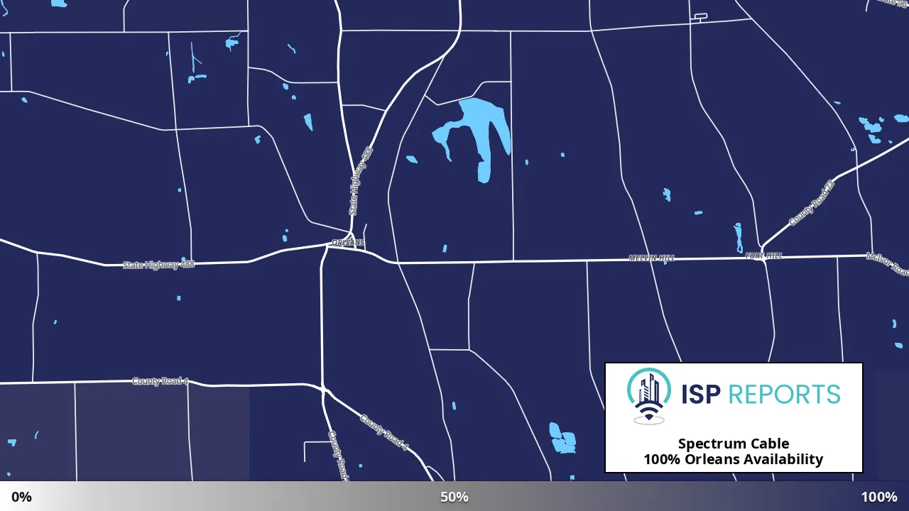 Orleans, NY map of internet availability