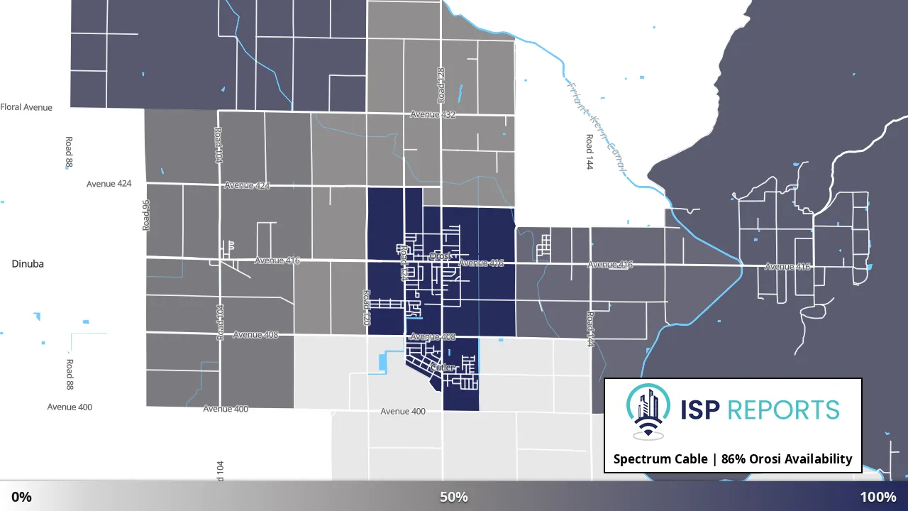 Orosi, CA map of internet availability