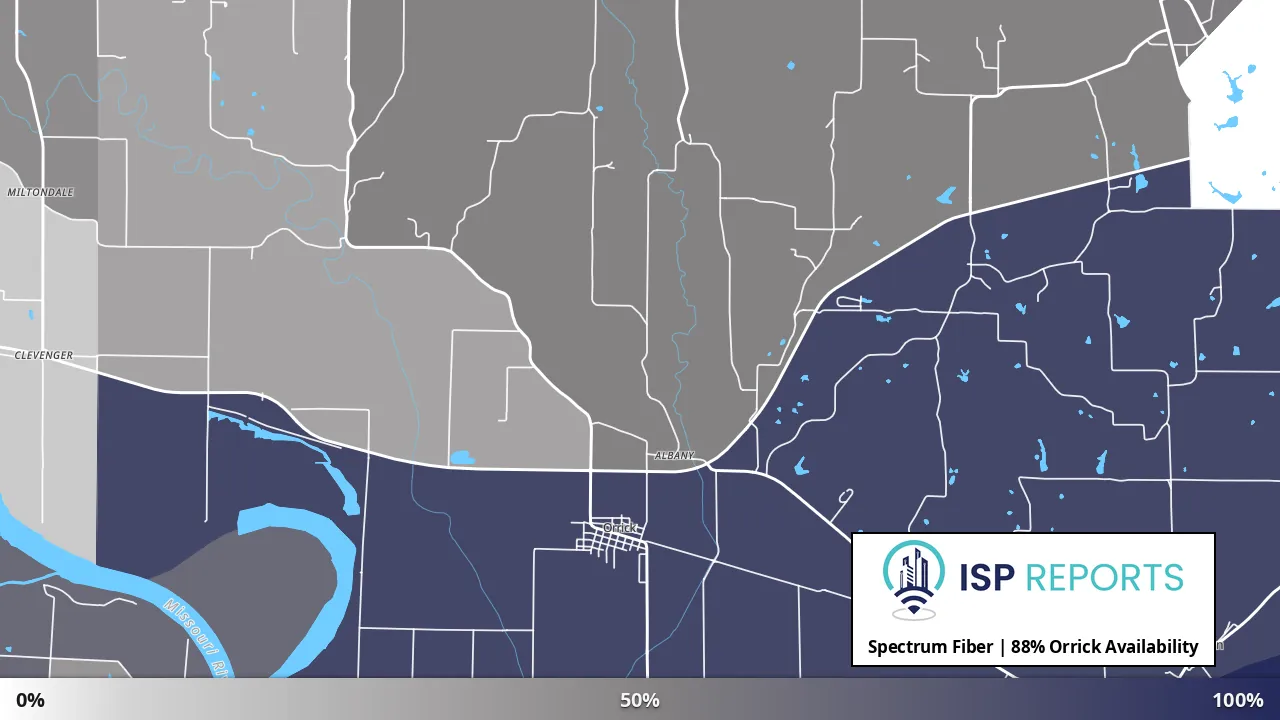 Orrick, MO map of internet availability
