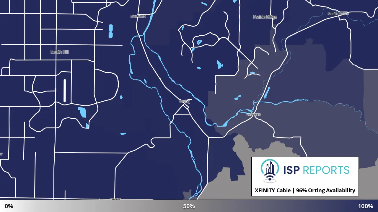 Orting, WA map of internet availability