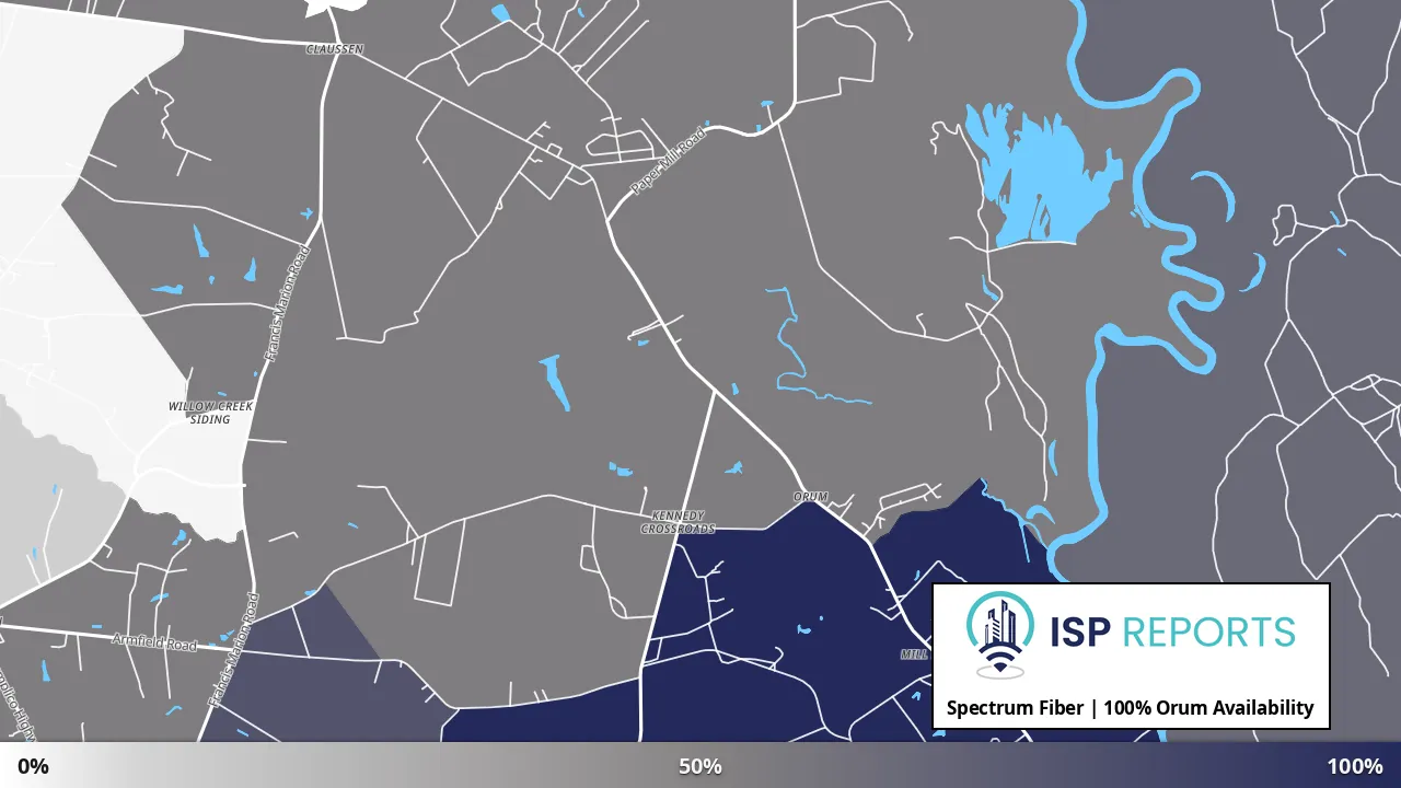 Orum, SC map of internet availability