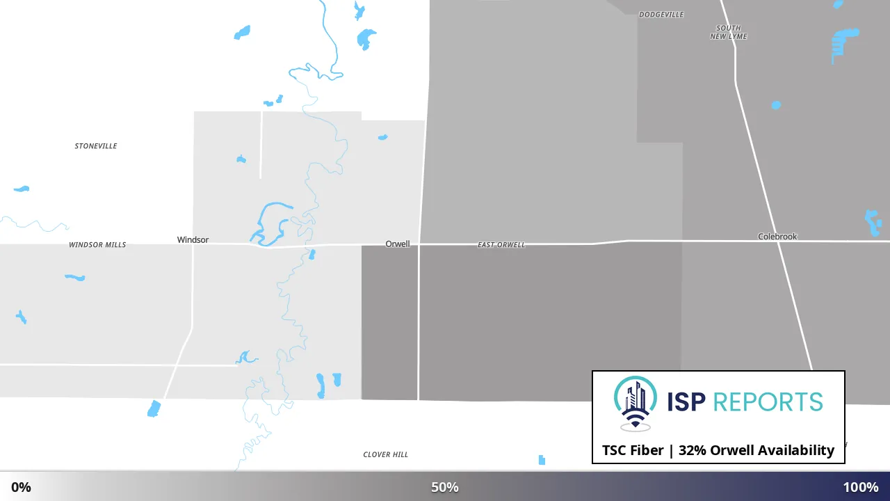 Orwell, OH map of internet availability