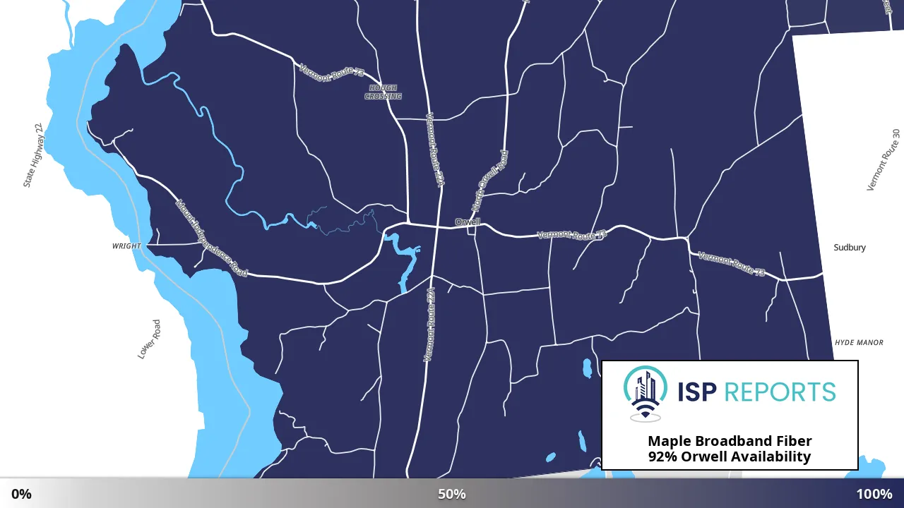 Orwell, VT map of internet availability