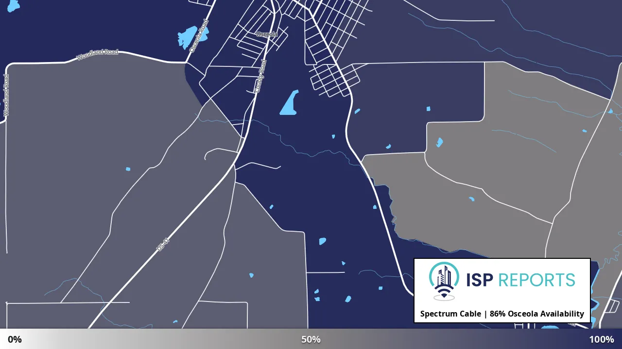 Osceola, MI map of internet availability