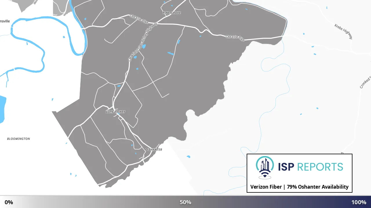 Oshanter, PA map of internet availability