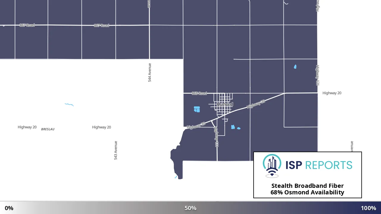 Osmond, NE map of internet availability