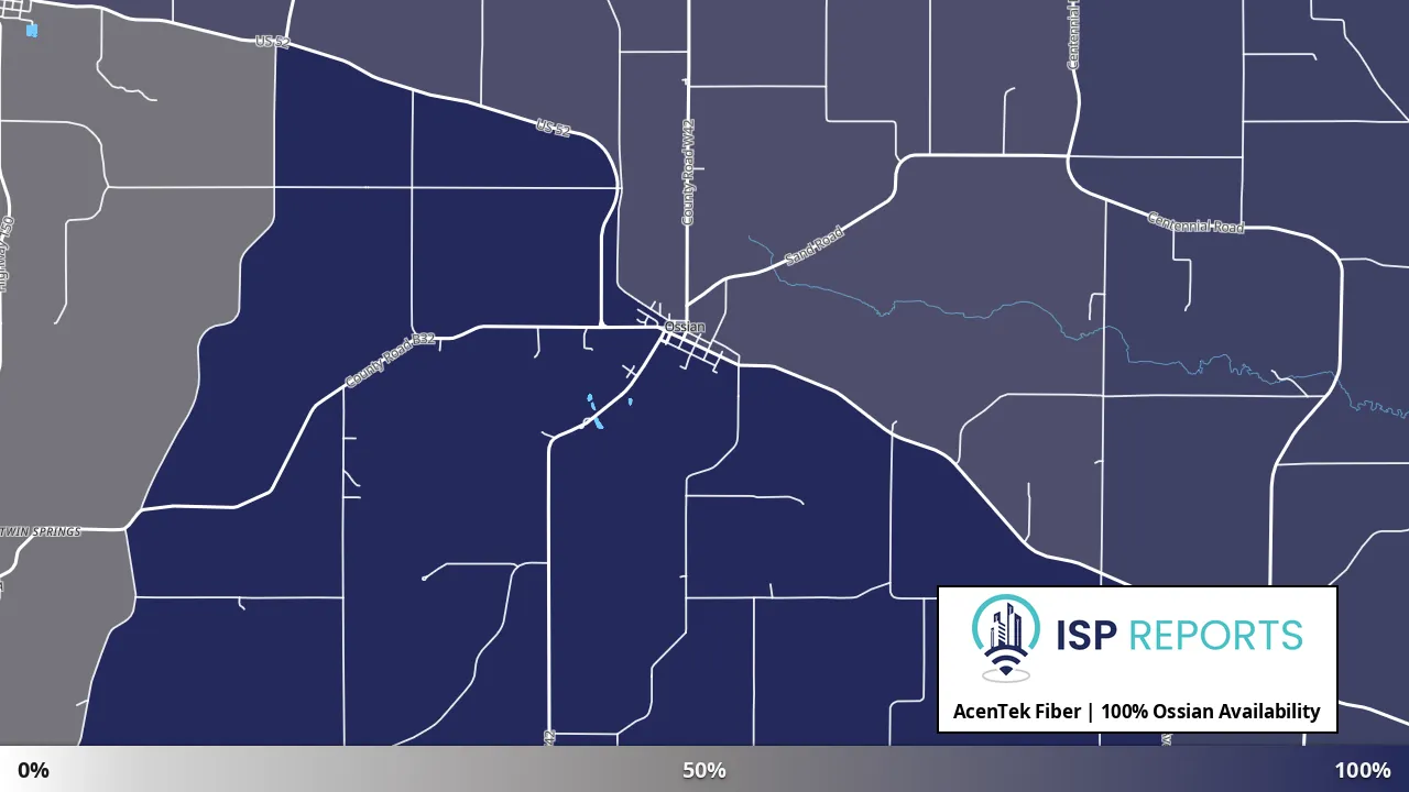 Ossian, IA map of internet availability