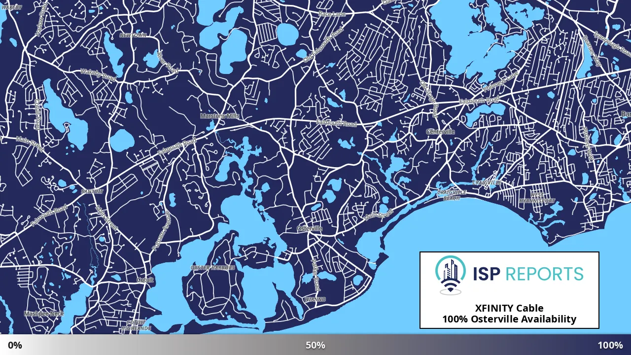 Osterville, MA map of internet availability