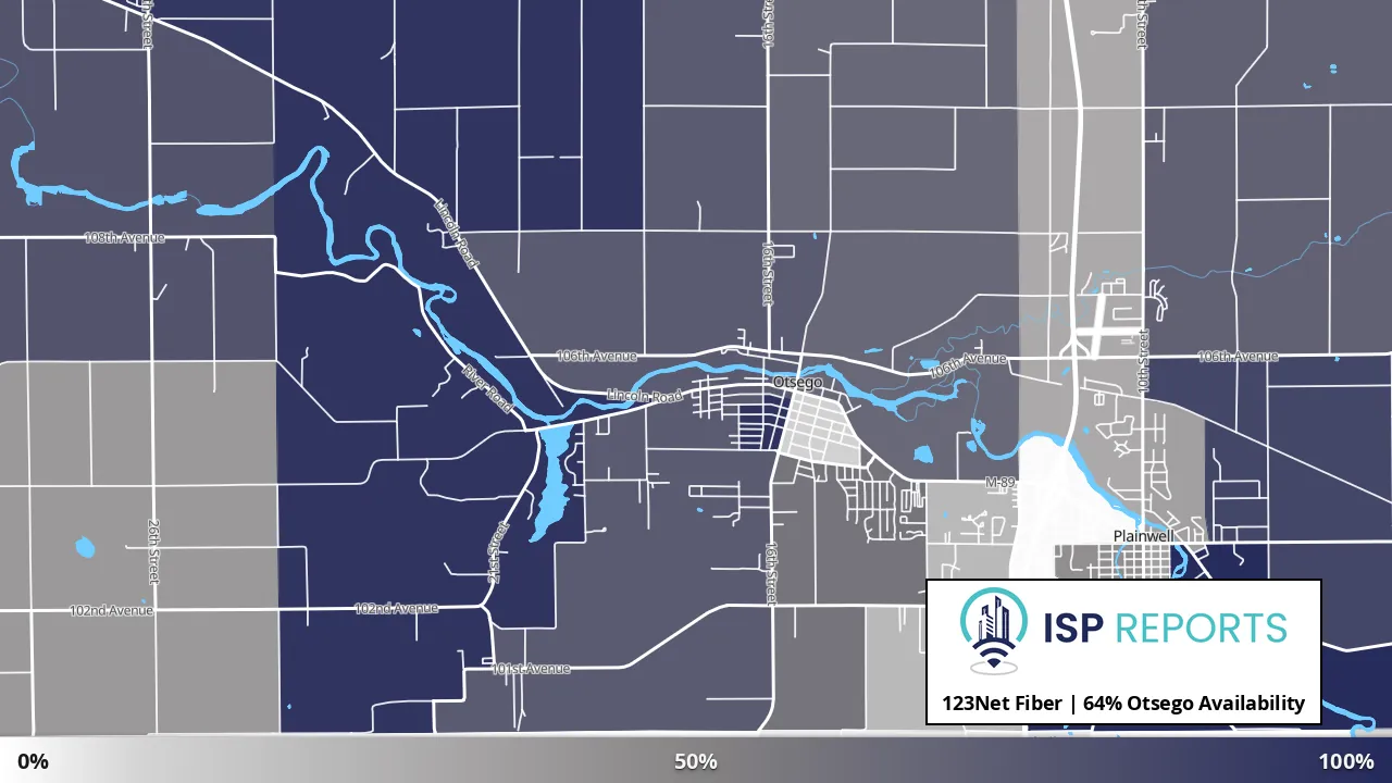 Otsego, MI map of internet availability