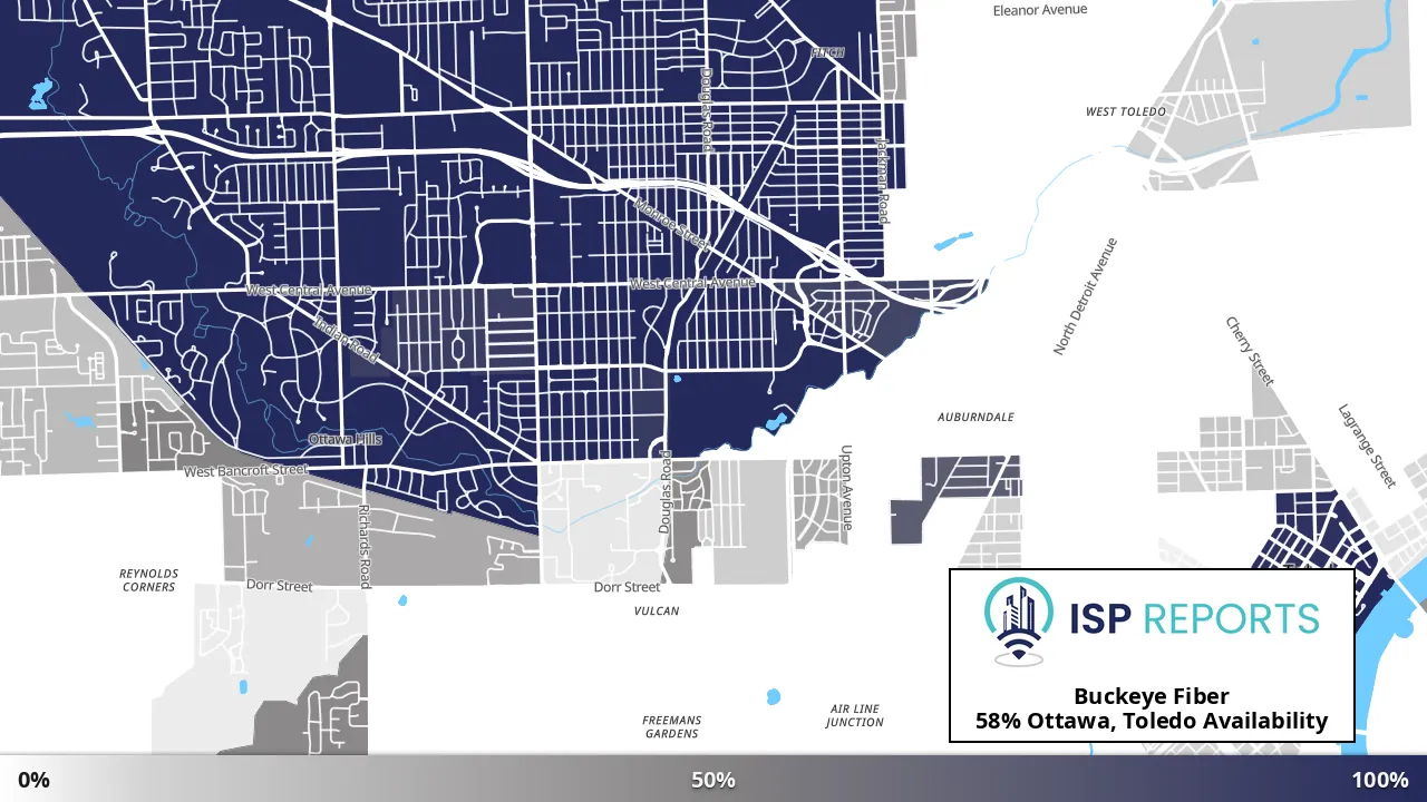 Ottawa, Toledo, OH map of internet availability