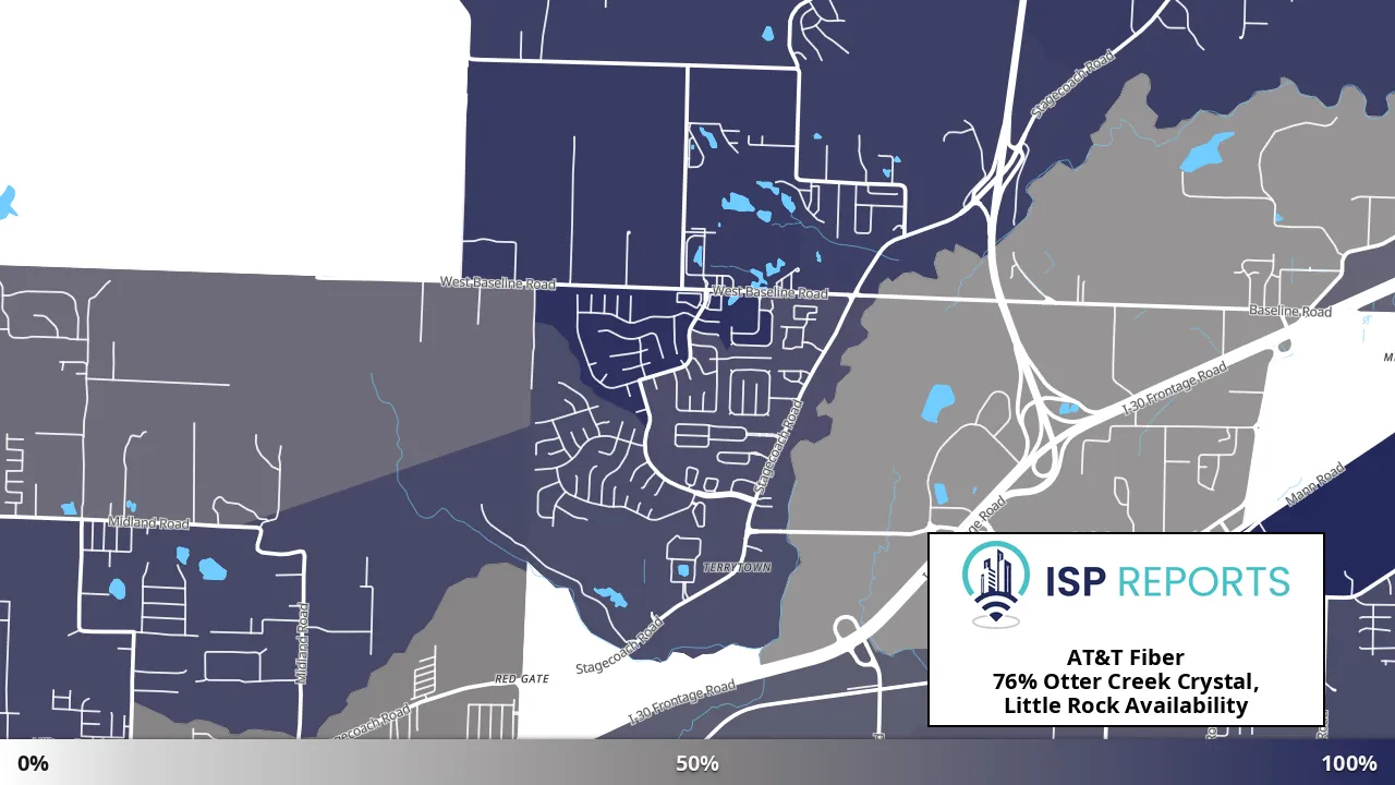 Otter Creek Crystal, Little Rock, AR map of internet availability