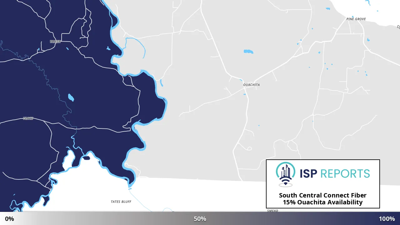 Ouachita, AR map of internet availability