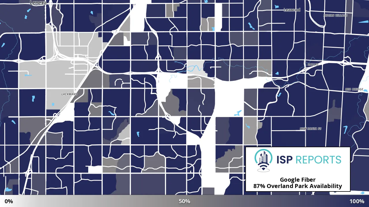 Overland Park, KS map of internet availability