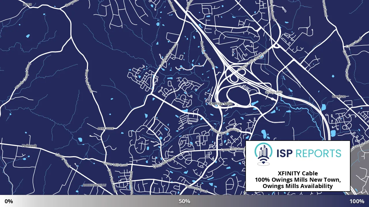 Owings Mills New Town, Owings Mills, MD map of internet availability
