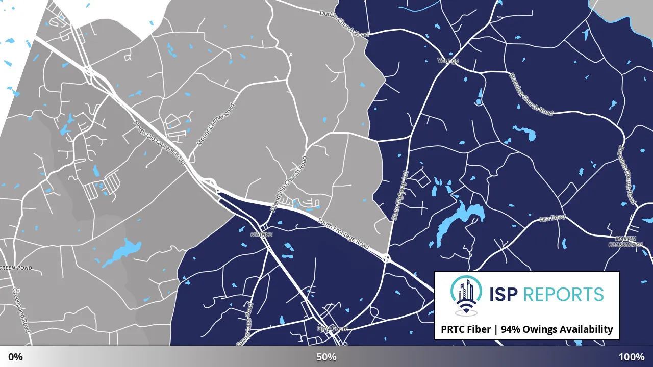 Owings, SC map of internet availability
