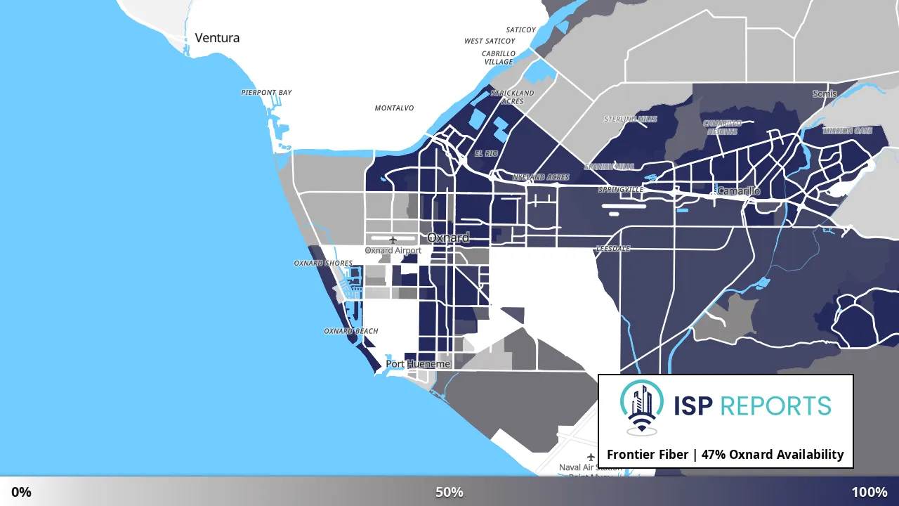 Oxnard, CA map of internet availability