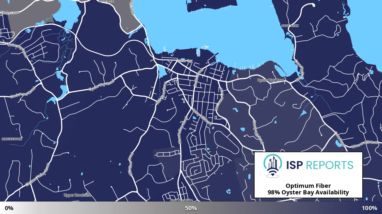 Oyster Bay, NY map of internet availability