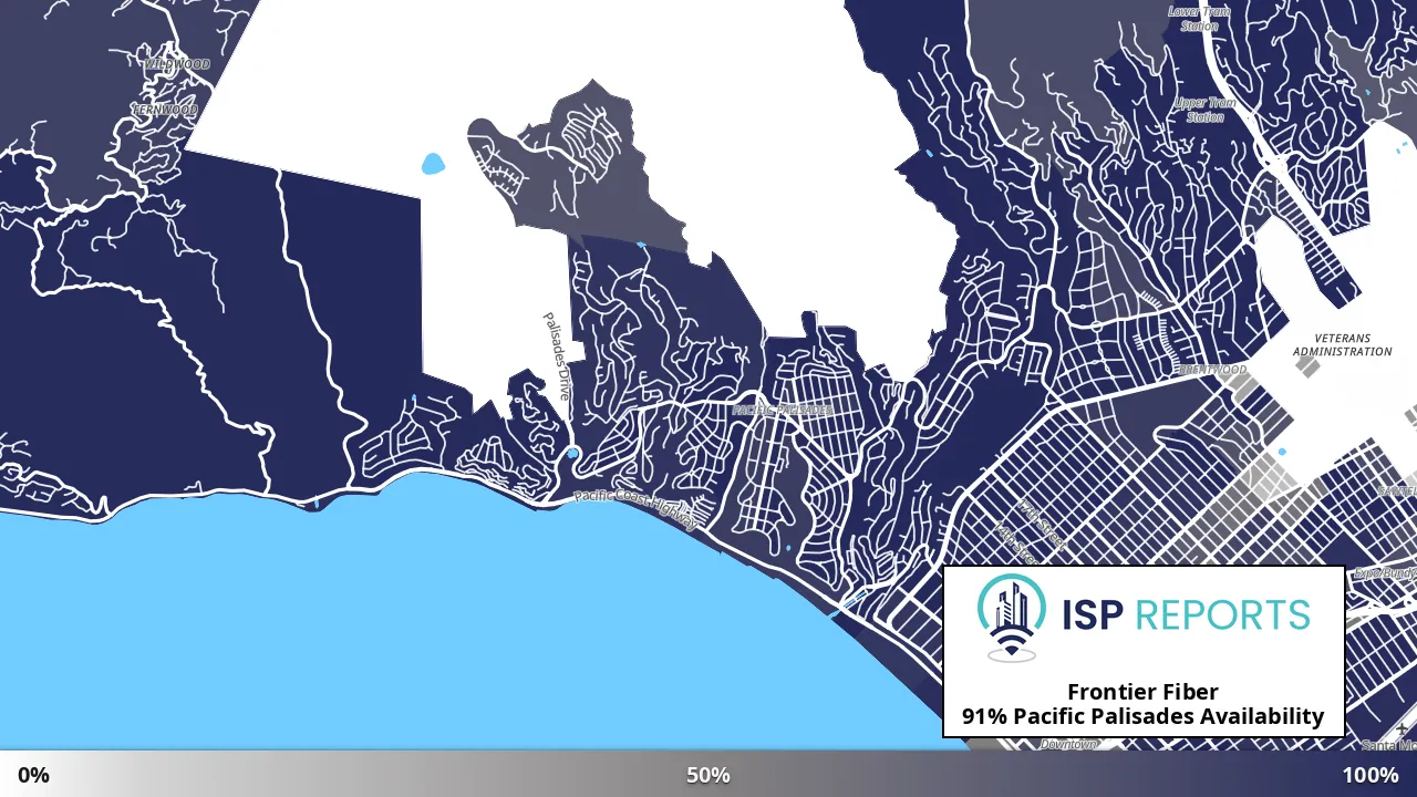 Pacific Palisades, CA map of internet availability