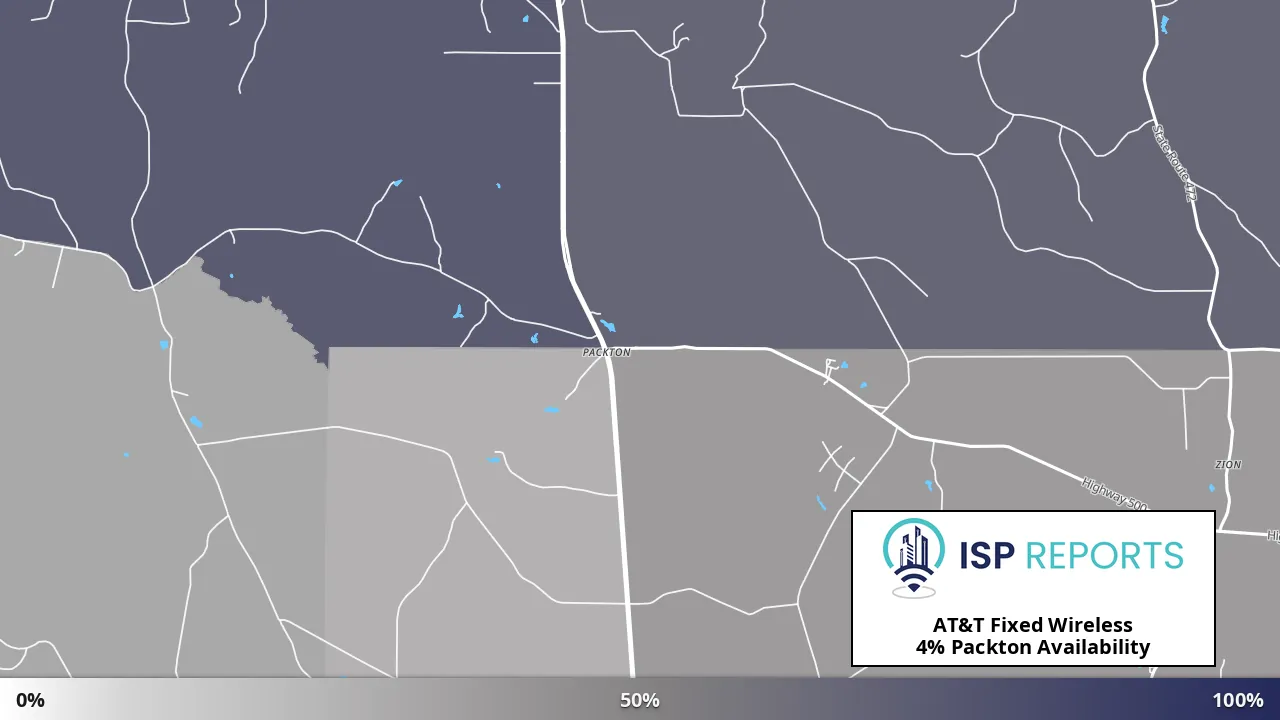 Packton, LA map of internet availability