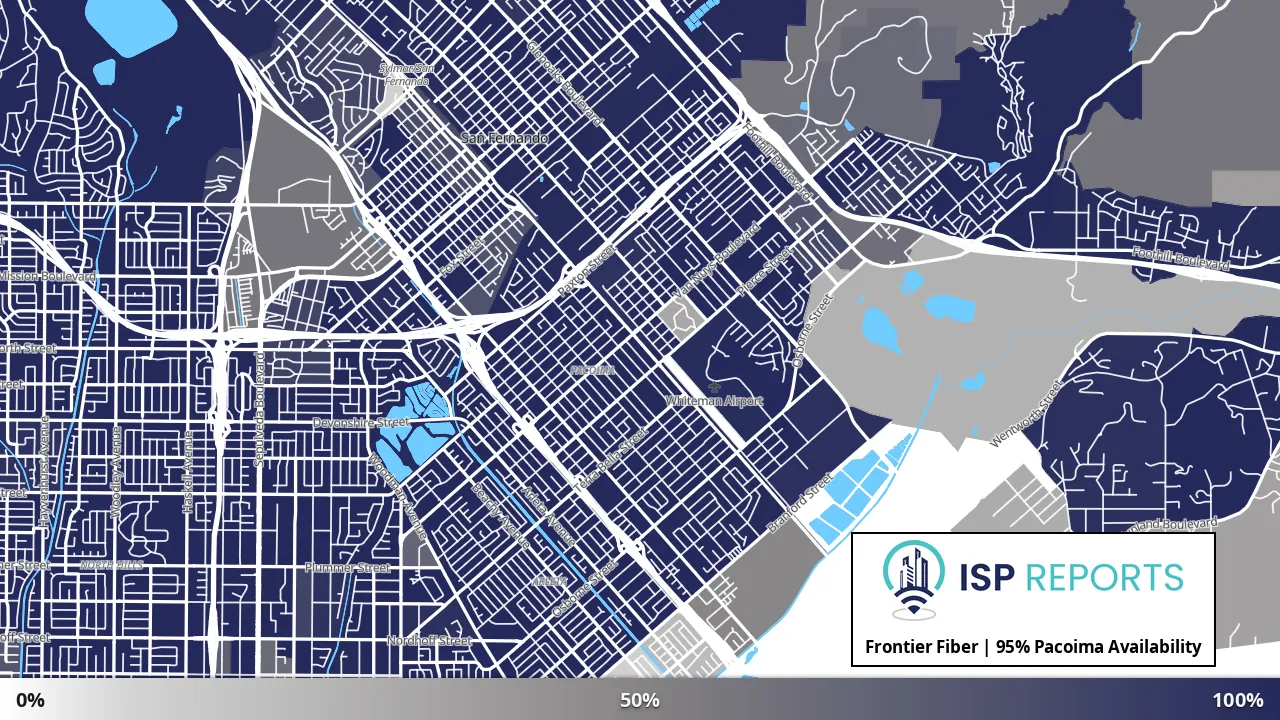 Pacoima, CA map of internet availability