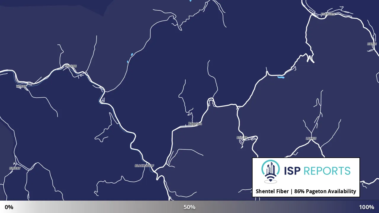 Pageton, WV map of internet availability
