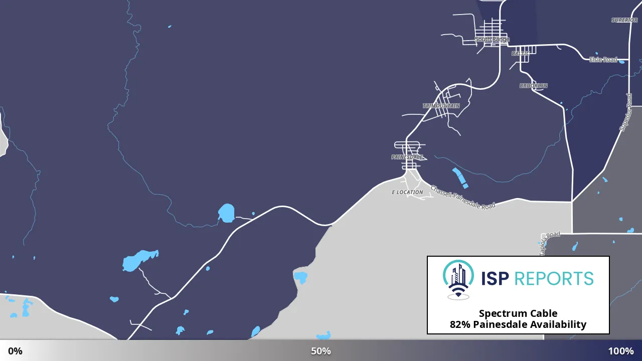 Painesdale, MI map of internet availability
