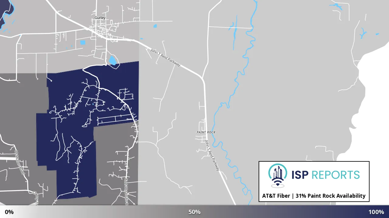 Paint Rock, AL map of internet availability