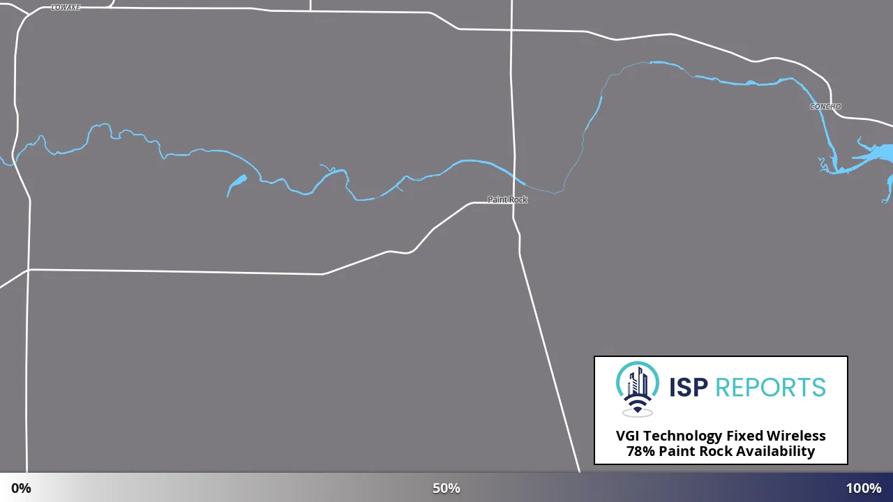 Paint Rock, TX map of internet availability