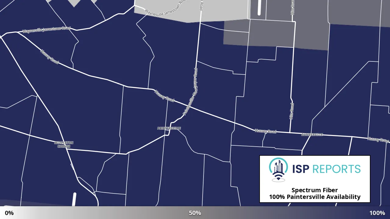 Paintersville, OH map of internet availability