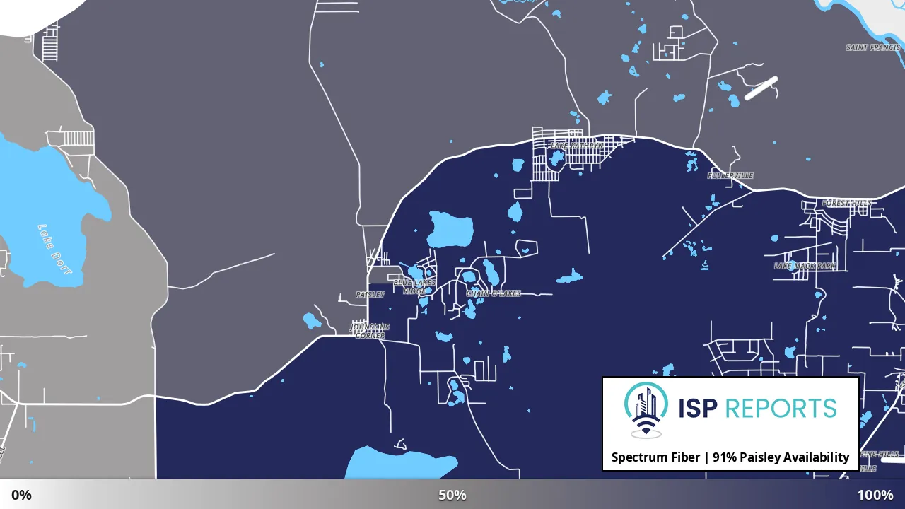 Paisley, FL map of internet availability