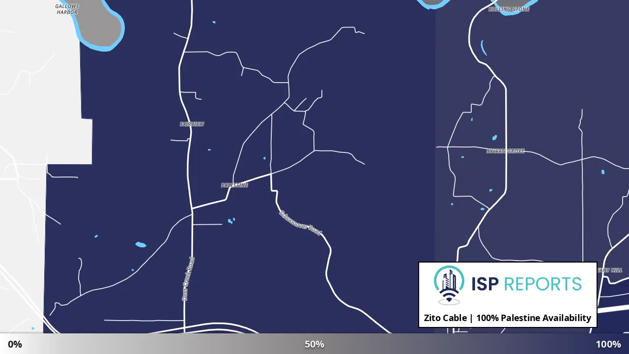 Palestine, PA map of internet availability