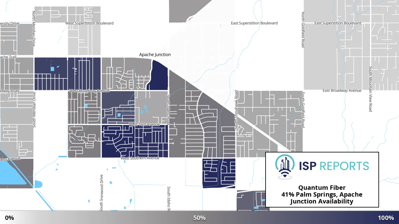 Palm Springs, Apache Junction, AZ map of internet availability