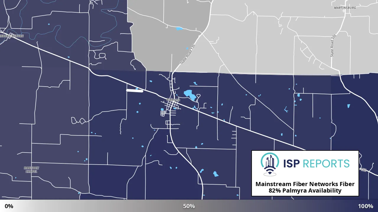 Palmyra, IN map of internet availability