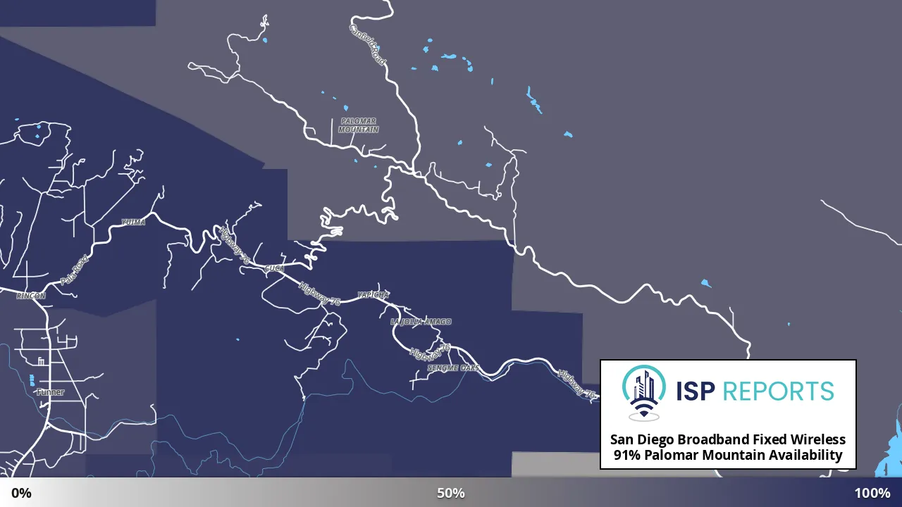 Palomar Mountain, CA map of internet availability