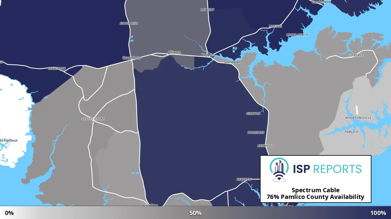 Pamlico County, NC map of internet availability