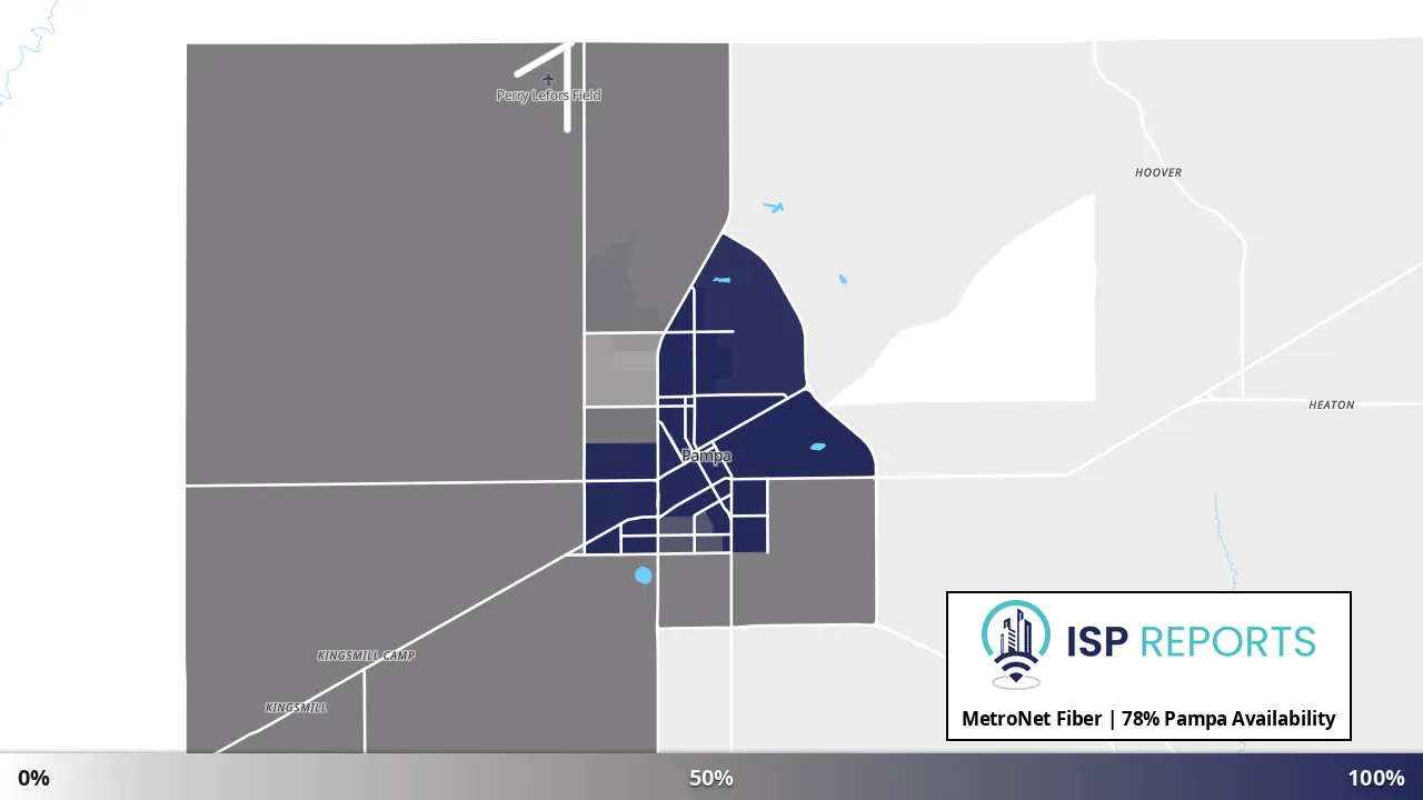 Pampa, TX map of internet availability