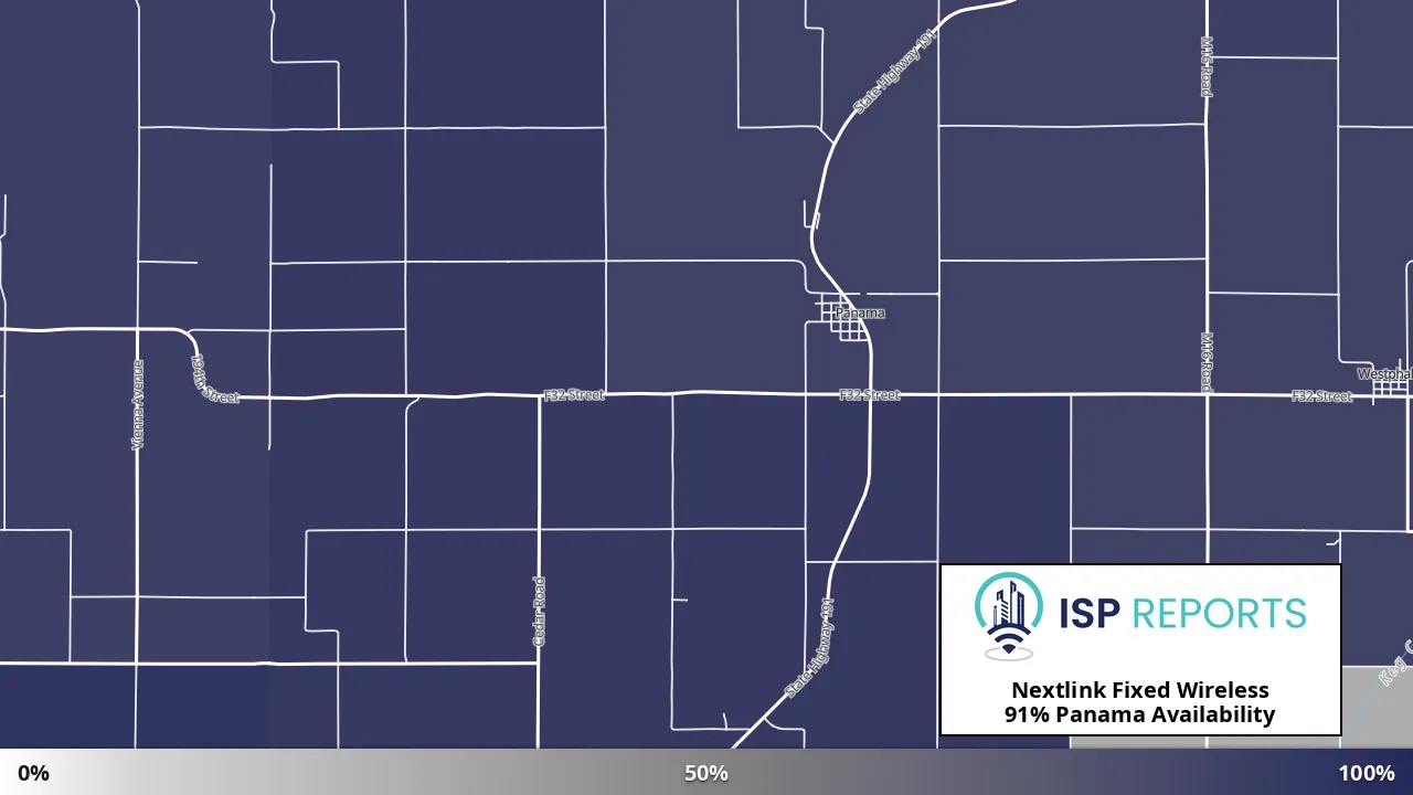 Panama, IA map of internet availability