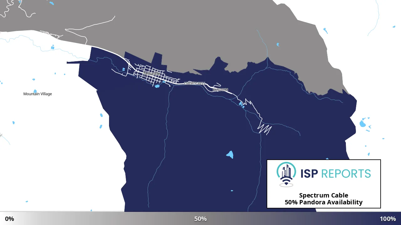 Pandora, CO map of internet availability