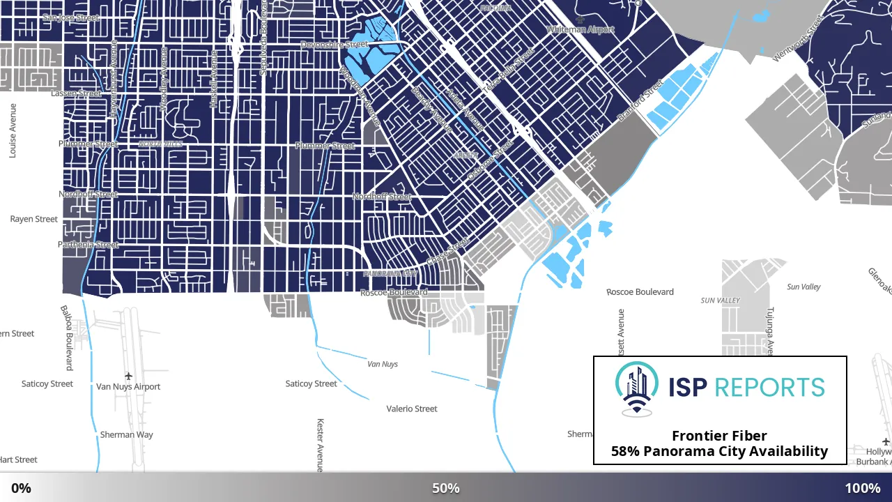 Panorama City, CA map of internet availability