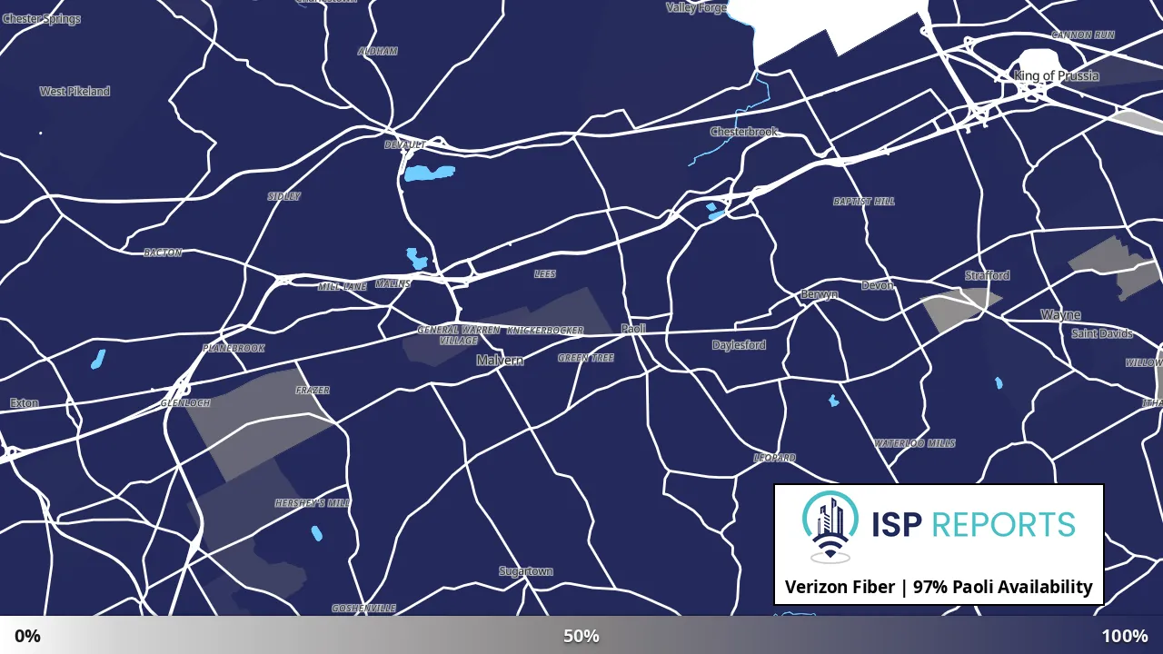 Paoli, PA map of internet availability