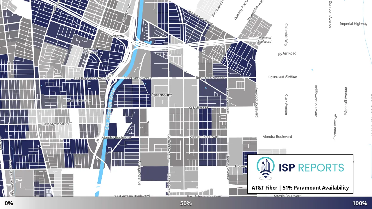 Paramount, CA map of internet availability