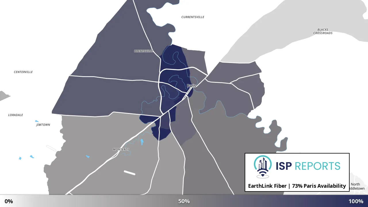 Paris, KY map of internet availability