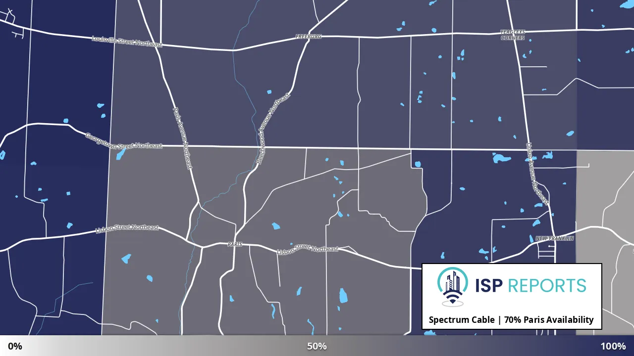Paris, OH map of internet availability
