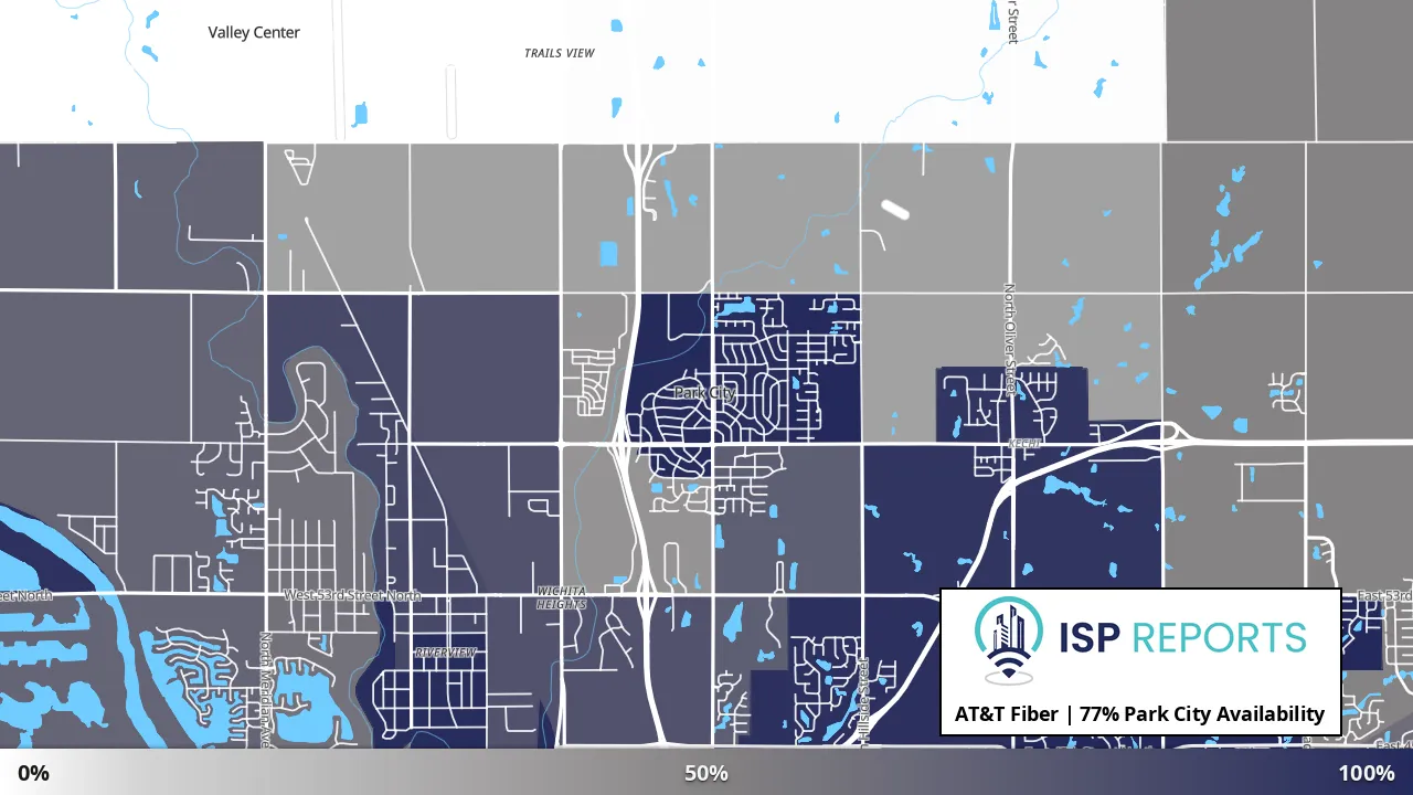 Park City, KS map of internet availability