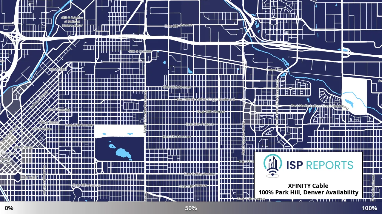 Park Hill, Denver, CO map of internet availability