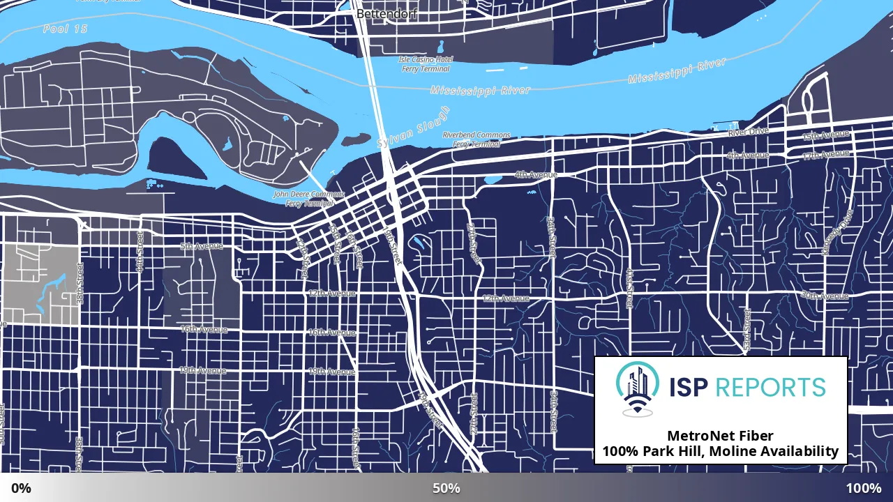 Park Hill, Moline, IL map of internet availability
